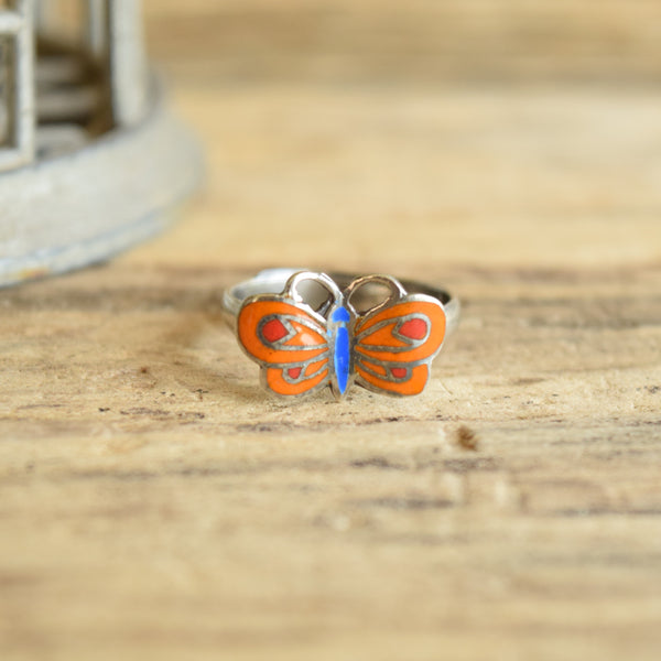 Orange Butterfly Vintage Ring